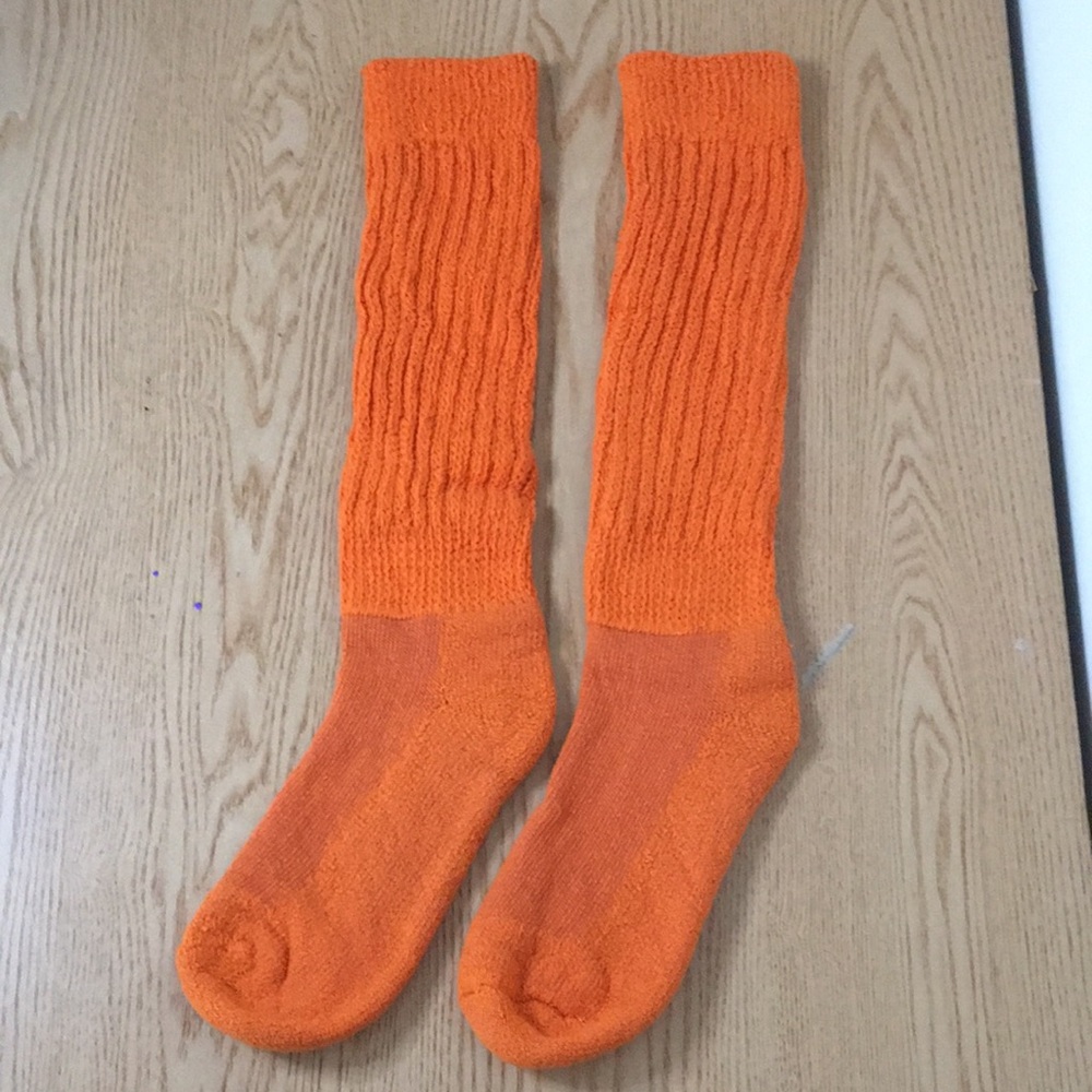 #4 New/Customer Return HOOTERS Girl PEAVEY XL Length SCRUNCHIE SOCKS Orange O/S